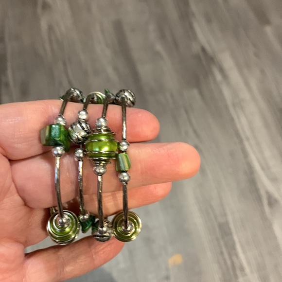 Wraparound bracelet jewelry silver and green - Picture 4 of 5